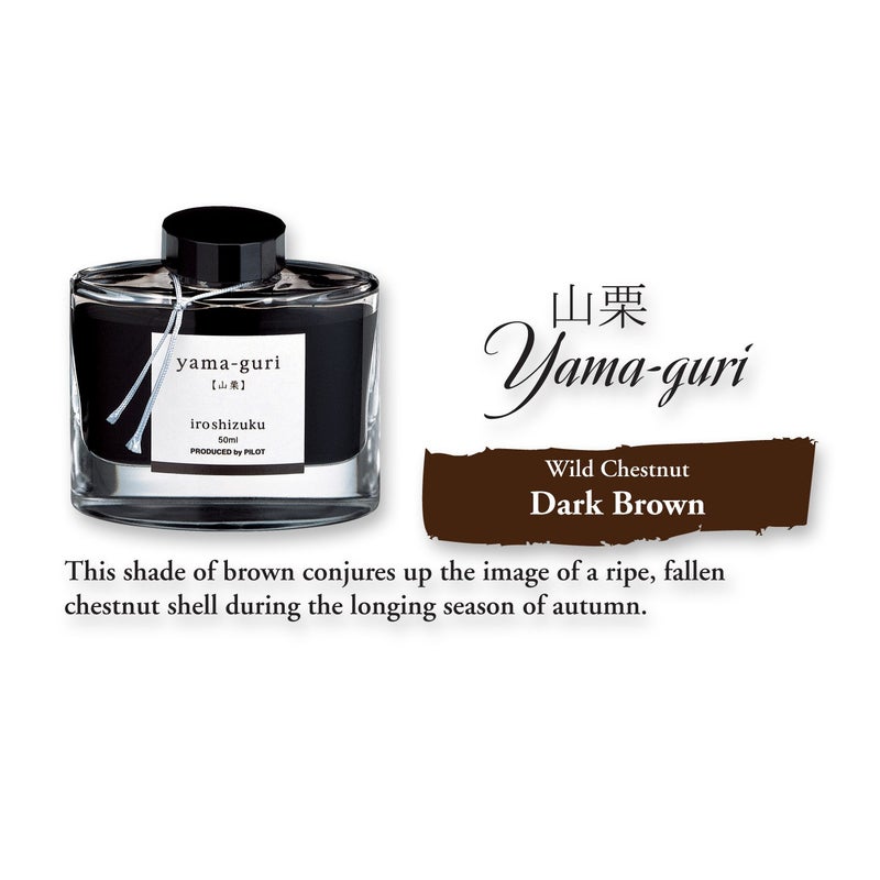 PILOT Iroshizuku Bottled Fountain Pen Ink, Yama-Guri, Wild Chestnut (Dark Brown) 50ml Bottle (69219) - Image 3
